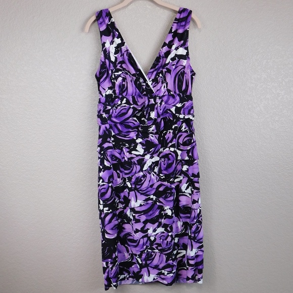 Jones New York Dress Dresses & Skirts - Jones New York Dress Purple Floral Ruffled Dress